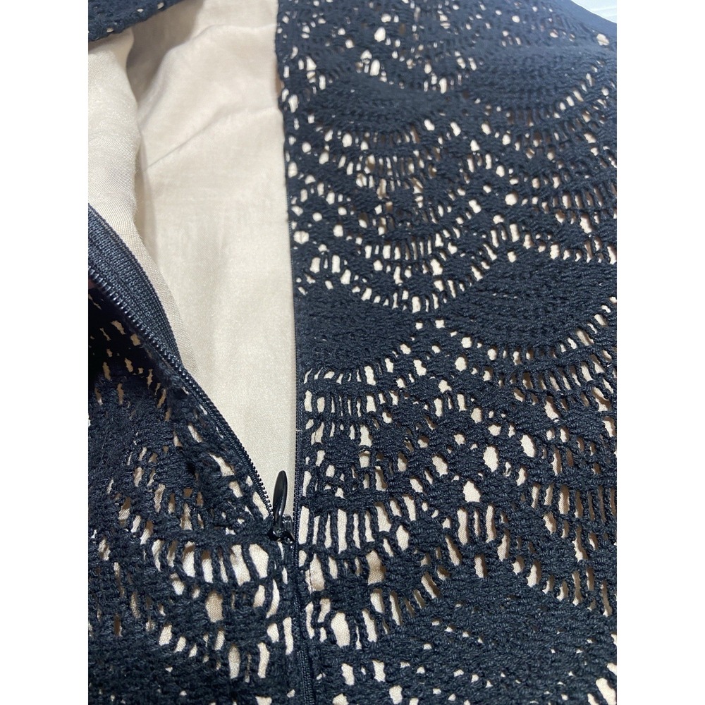 Ann Taylor LOFT Dress Size 6 Black Crocheted Lace Overlay Sleeveless Romantic - Picture 7 of 11